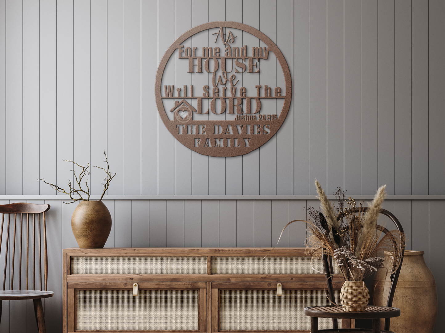 Personalized Bible Verse Metal Sign - Joshua 24:15 Christian Decor