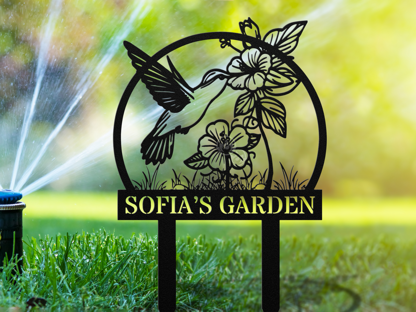 Custom Hummingbird Metal Garden Sign
