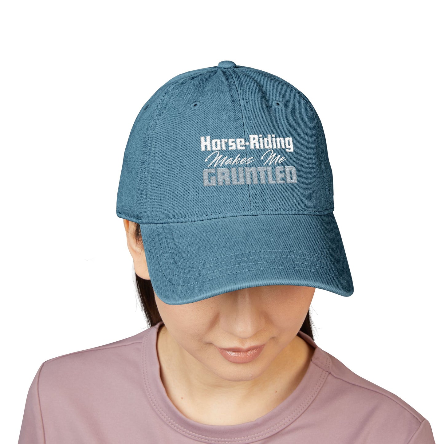 Horse-Riding Makes Me Gruntled Denim Hat — Embroidered Equestrian Cap