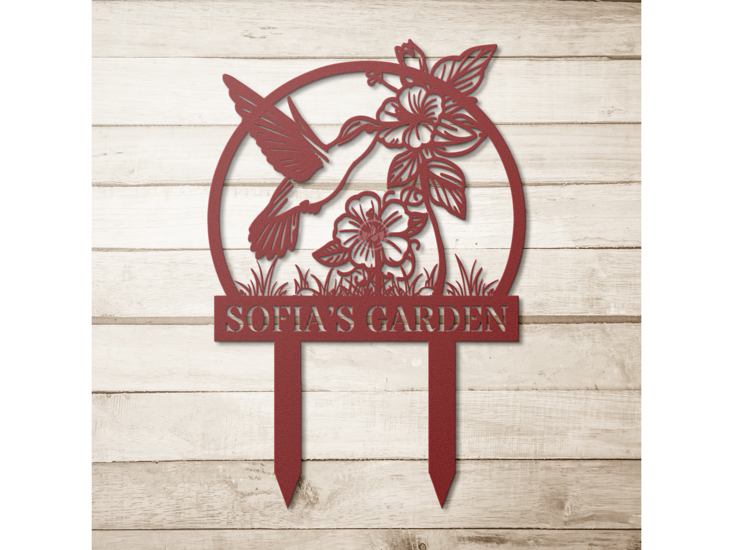 Custom Hummingbird Metal Garden Sign