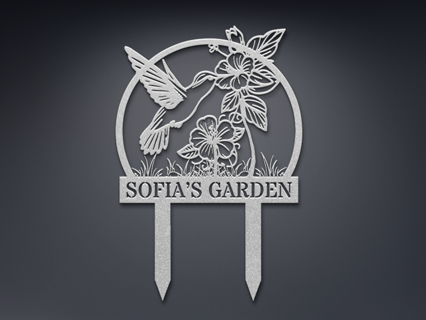 Custom Hummingbird Metal Garden Sign