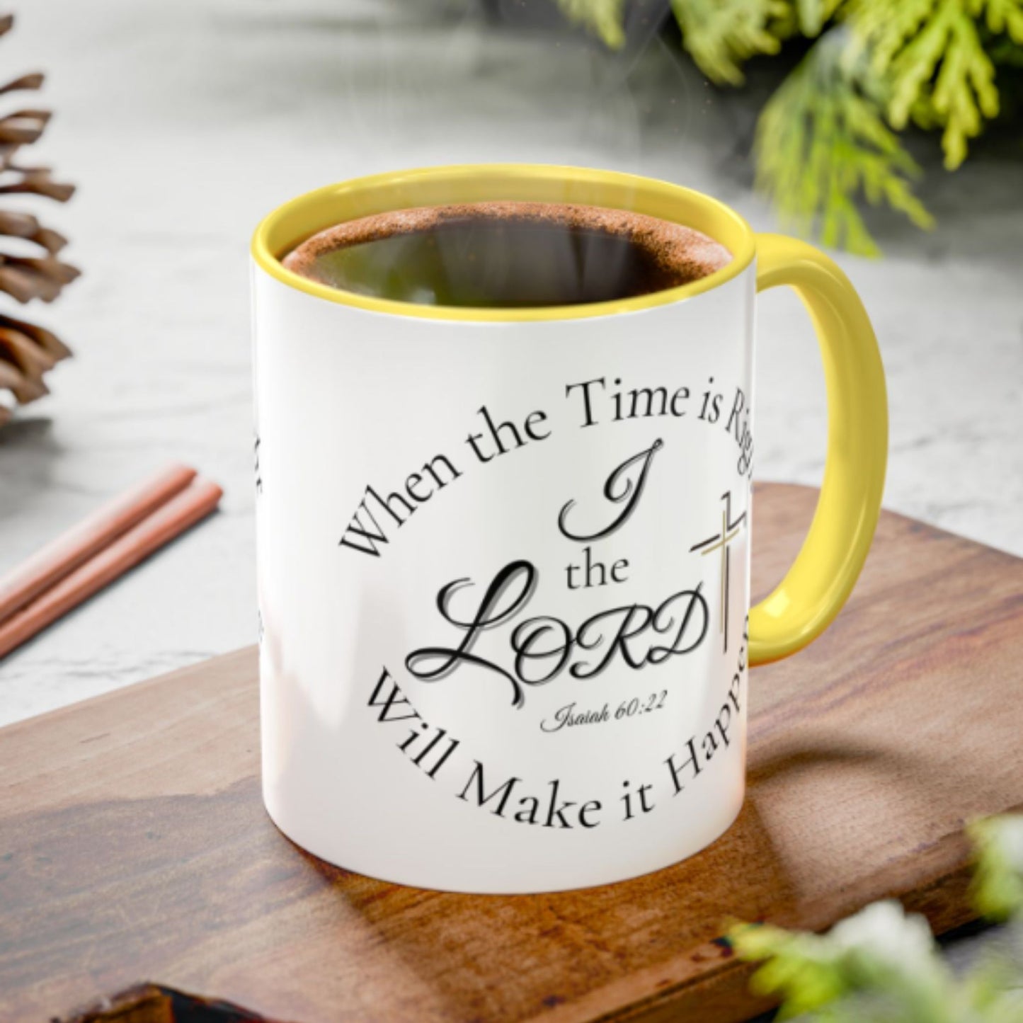Inspirational Isaiah 60:22 Mug – Two-Tone Christian Coffee Cup