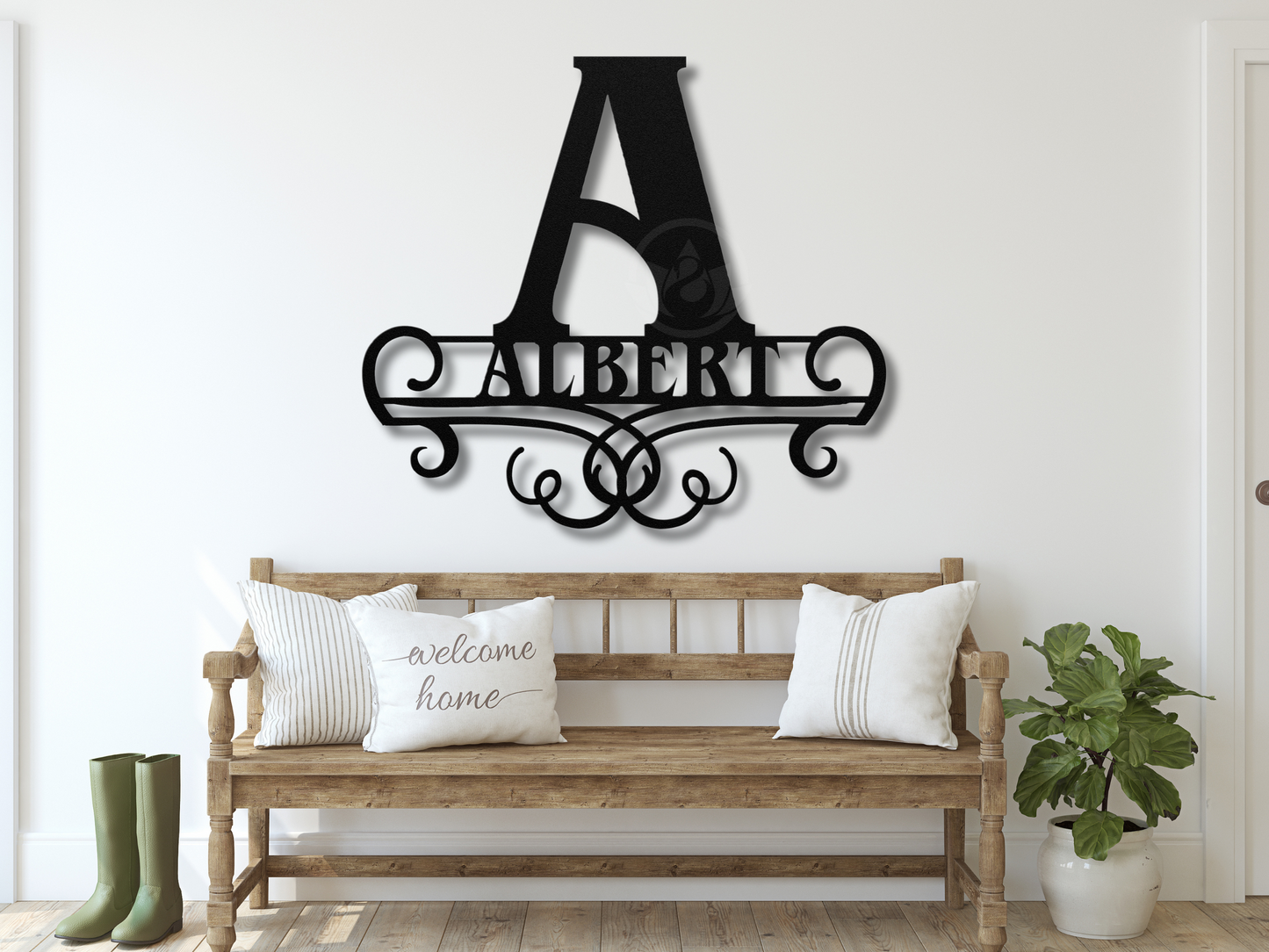 Personalized Family Name Monogram Metal Sign - Custom Wall Art