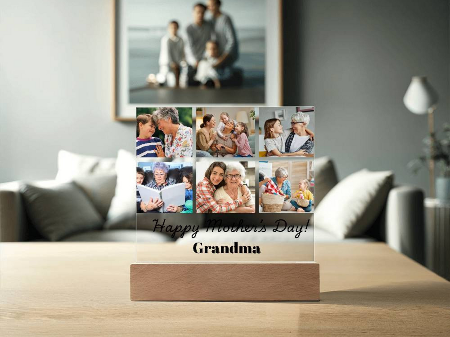 Custom Photo Collage LED Light - Personalized Gift for Grandma