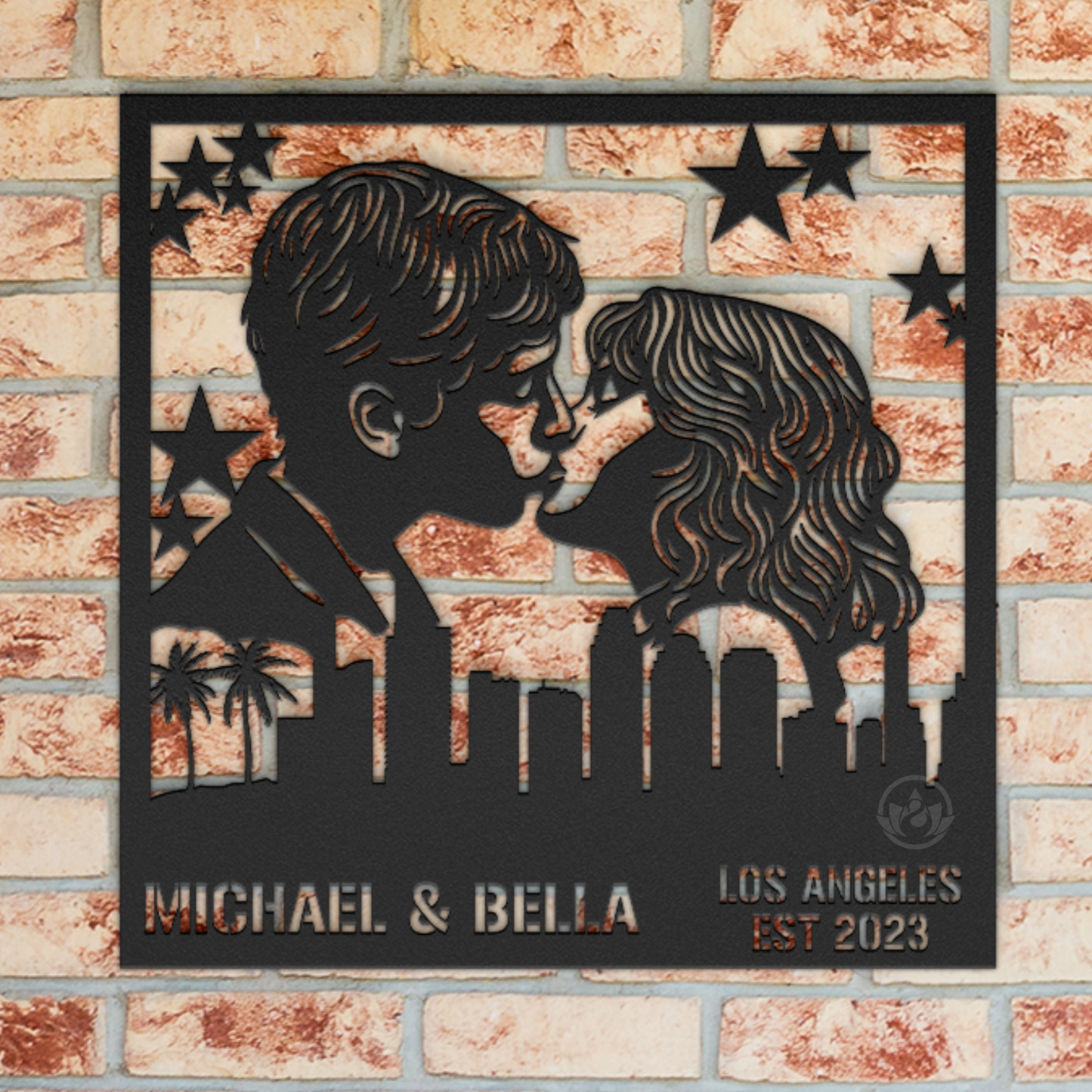 Custom Los Angeles Skyline Metal Sign- Stunning Couple Wall Art Decor