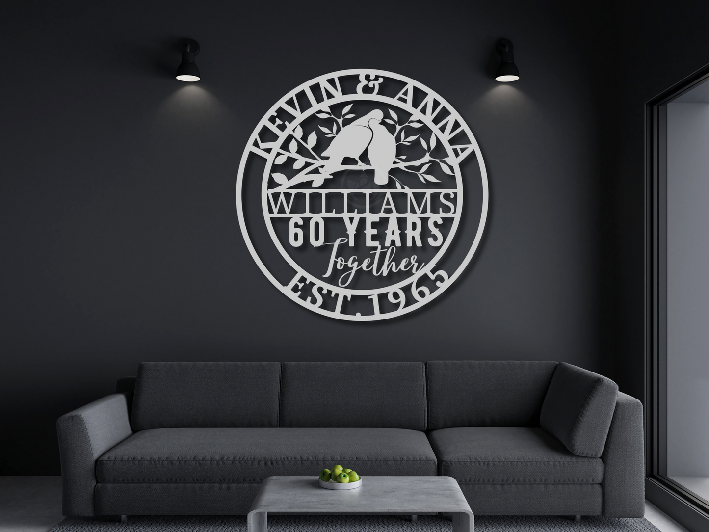 60th Wedding Anniversary Sign โ Diamond Jubilee Wall Art Gift