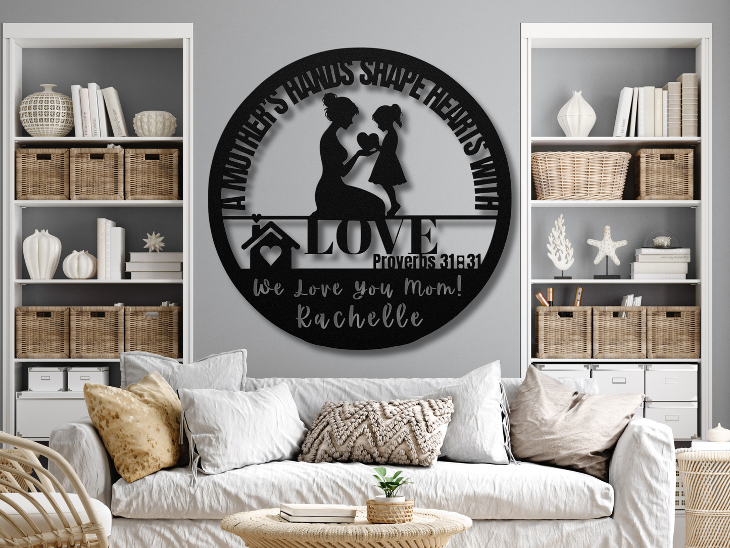 Mother’s Hands Shape Hearts Metal Wall Art - Christian Mom Gift Decor