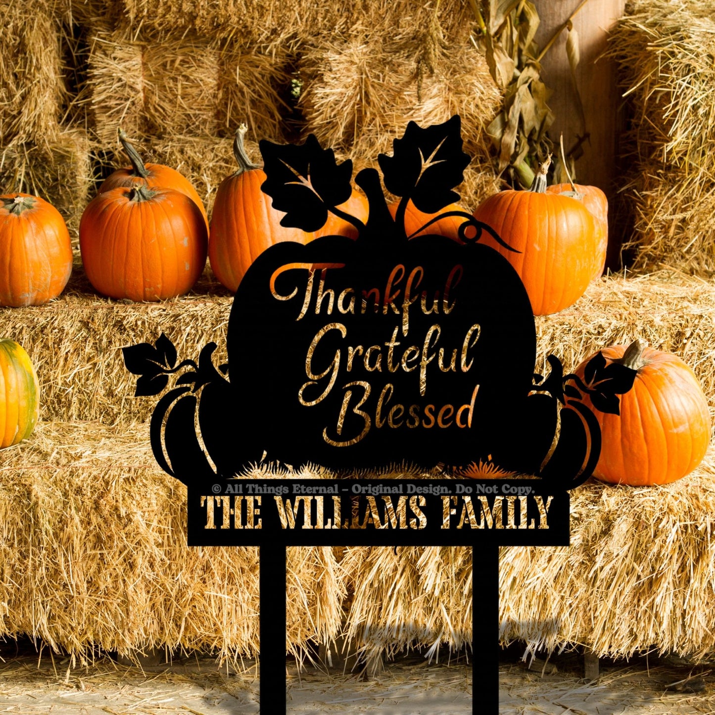 Custom Name Thanksgiving Pumpkin Garden Sign