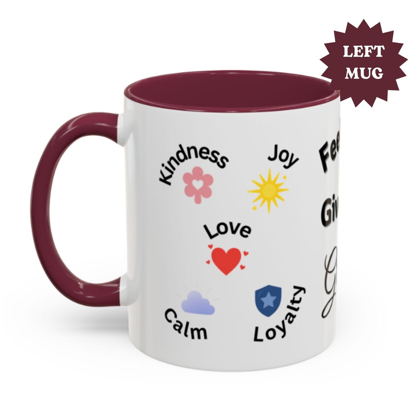 Two-Tone Coffee Mug with Uplifting Symbol – Inspirational Gift