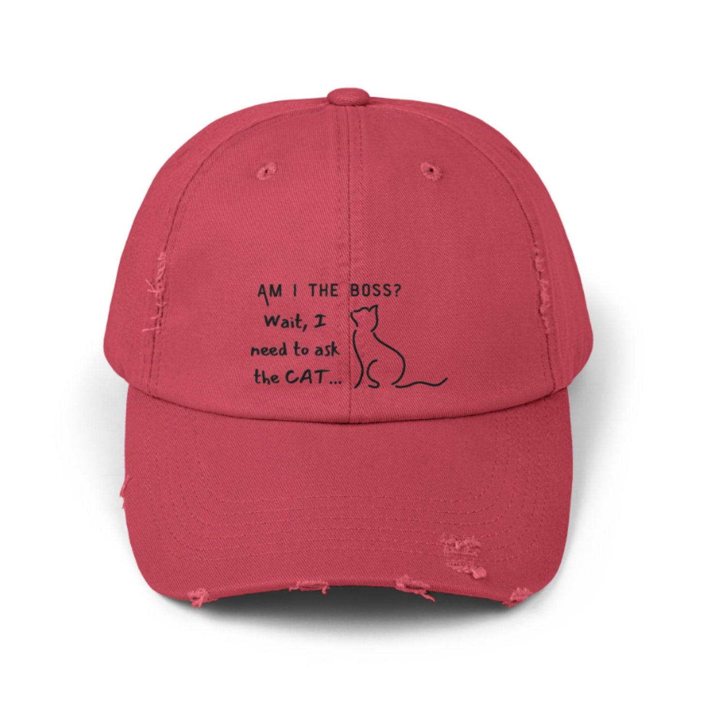 Am I the Boss, Wait, I Need to Ask the Cat Distressed Baseball Cap