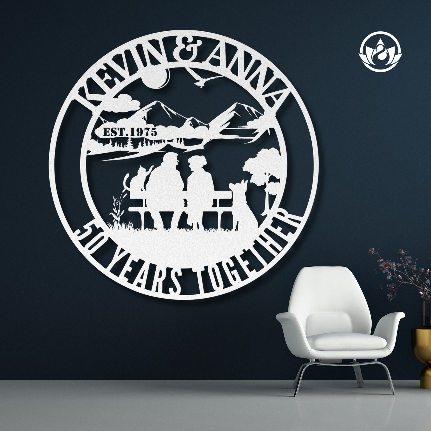 50th Anniversary Gift for Parents - Custom Golden Wedding Metal Sign