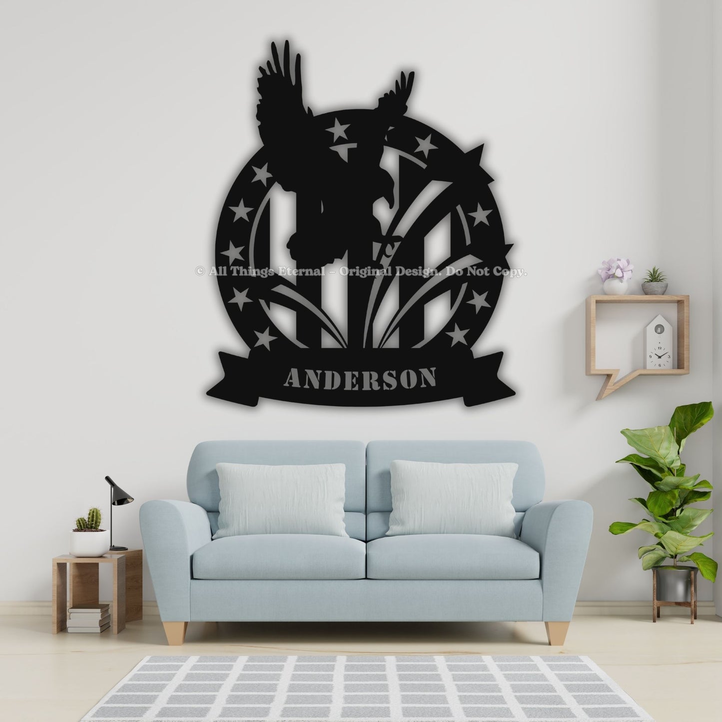 Custom Patriotic Eagle Metal Wall Art Sign - USA Flag Military Gifts