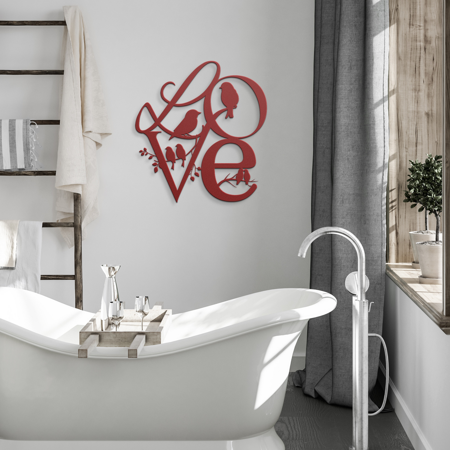Love Birds Metal Wall Art - Romantic Valentine's Day Gift for Couples