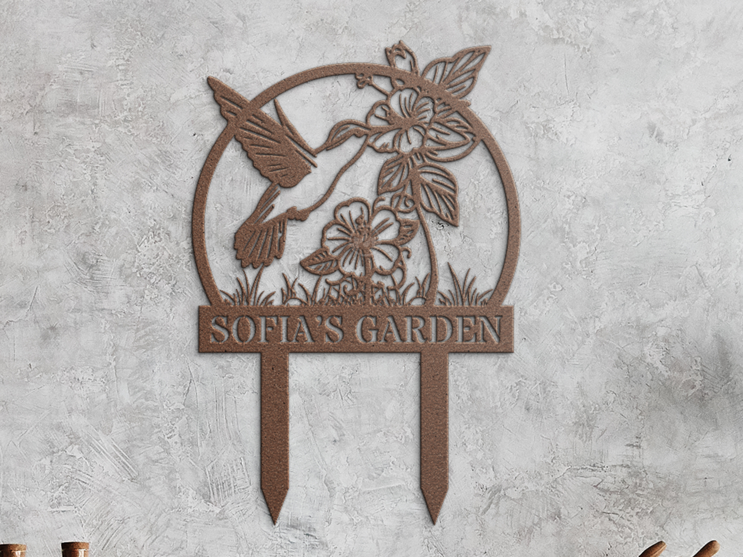 Custom Hummingbird Metal Garden Sign