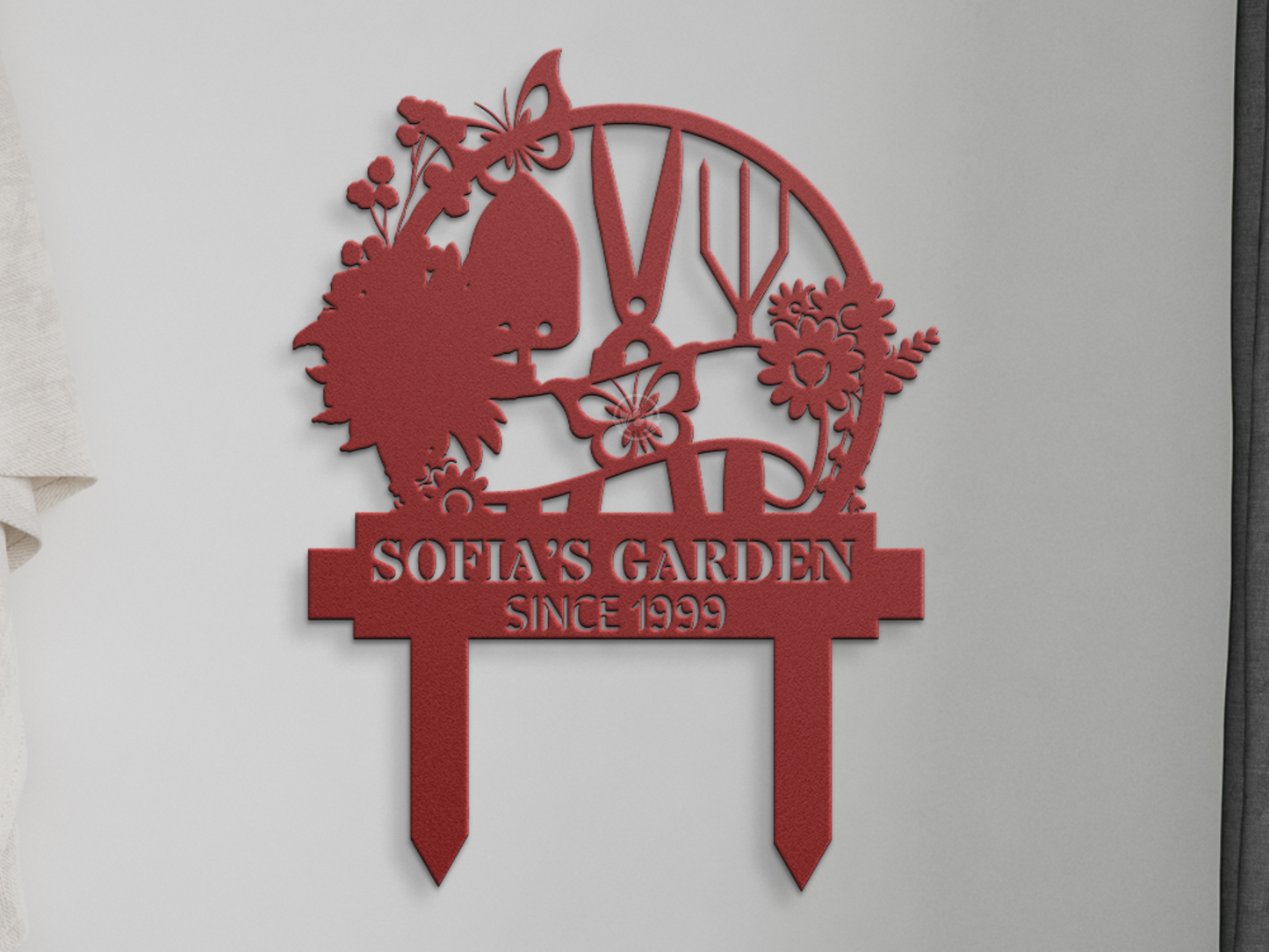 Personalized Flower Garden Name Metal Art - Outdoor Yard Decor
