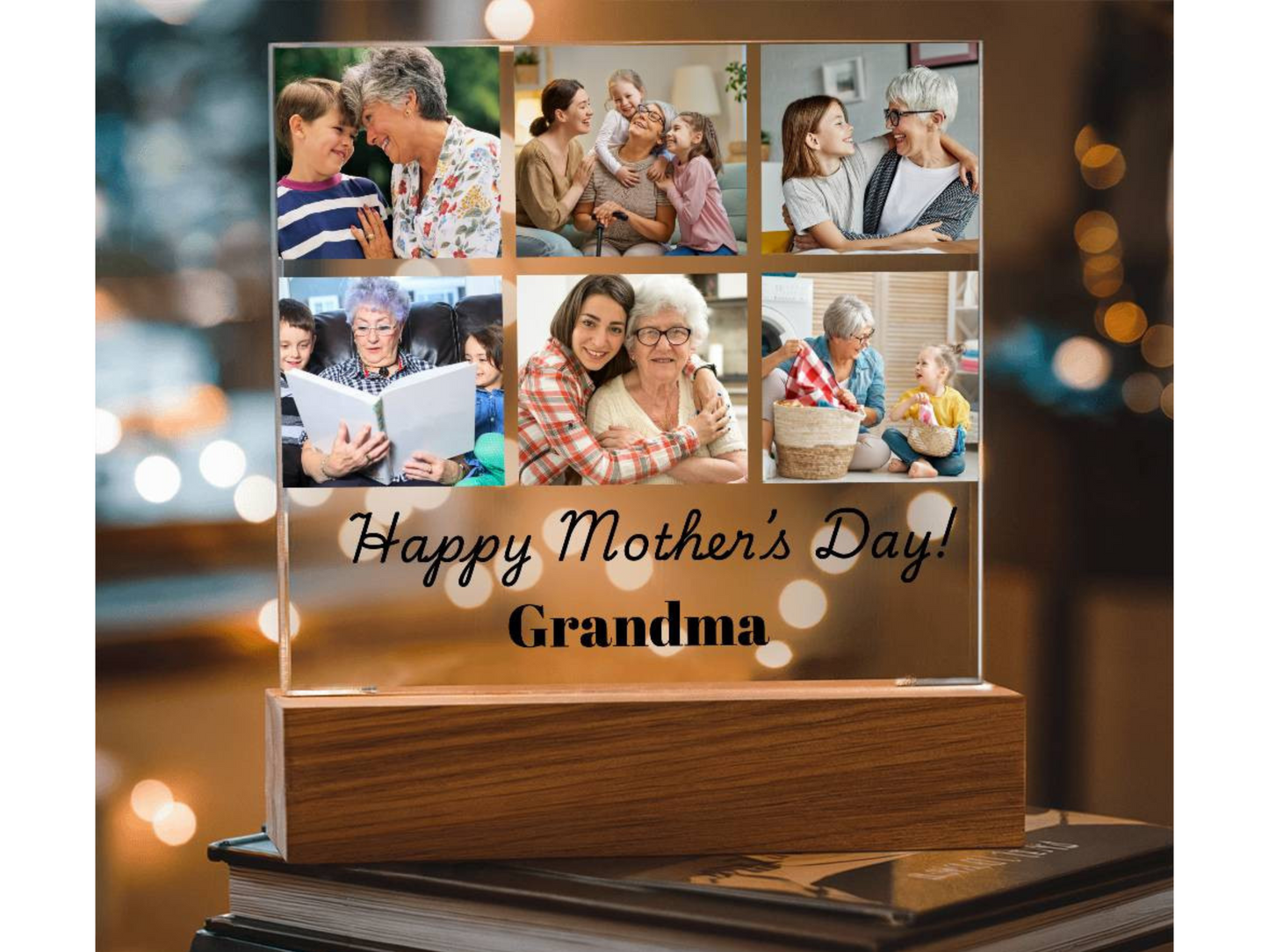 Custom Photo Collage LED Light - Personalized Gift for Grandma
