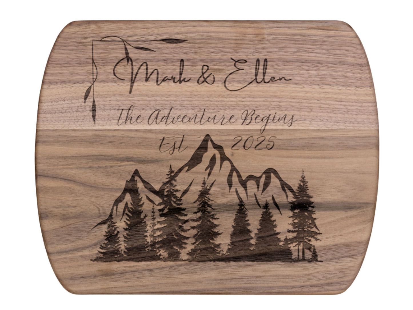 Personalized Camping Couple Cutting Board -Custom Name & Date – Outdoor Adventure Kitchen Decor