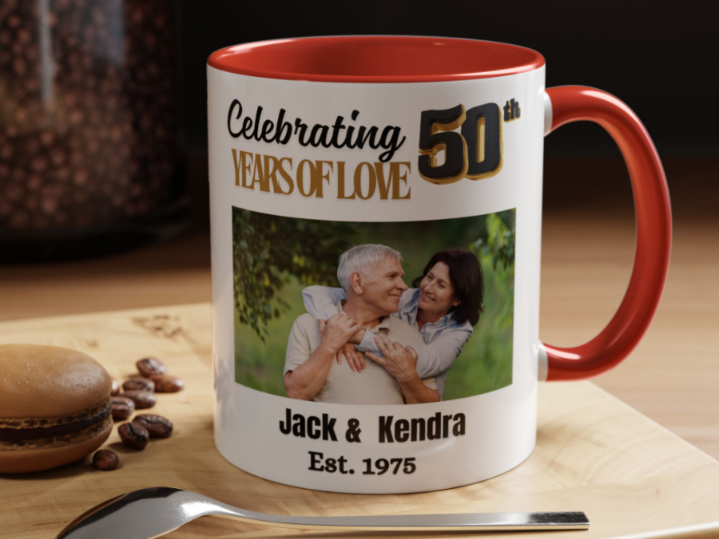 Custom 50th Anniversary Photo Mug- Golden Wedding Gift for Couple