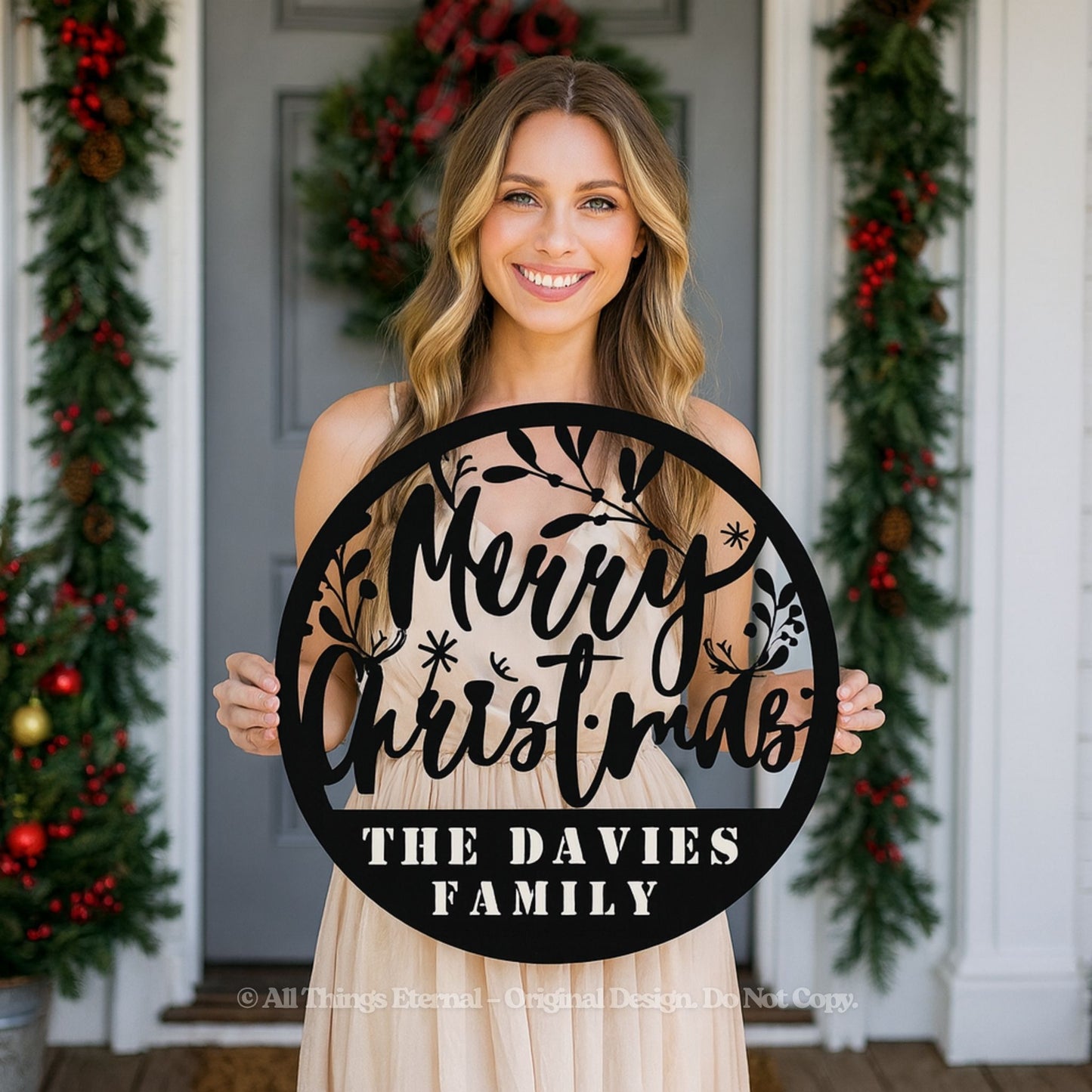 Personalized Christmas Metal Sign | Custom Family Wall Decor