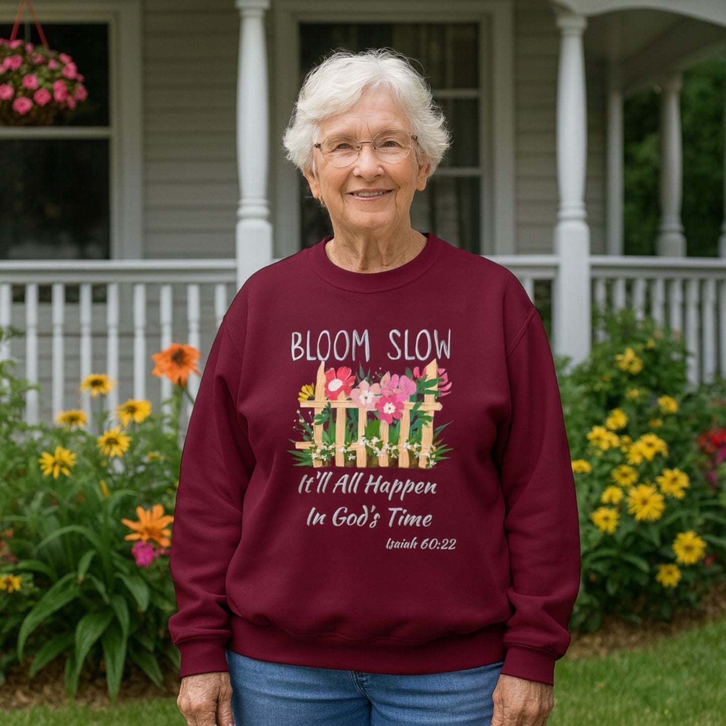 Bloom Slow Crewneck Sweatshirt | Faith & Nature Inspired Apparel