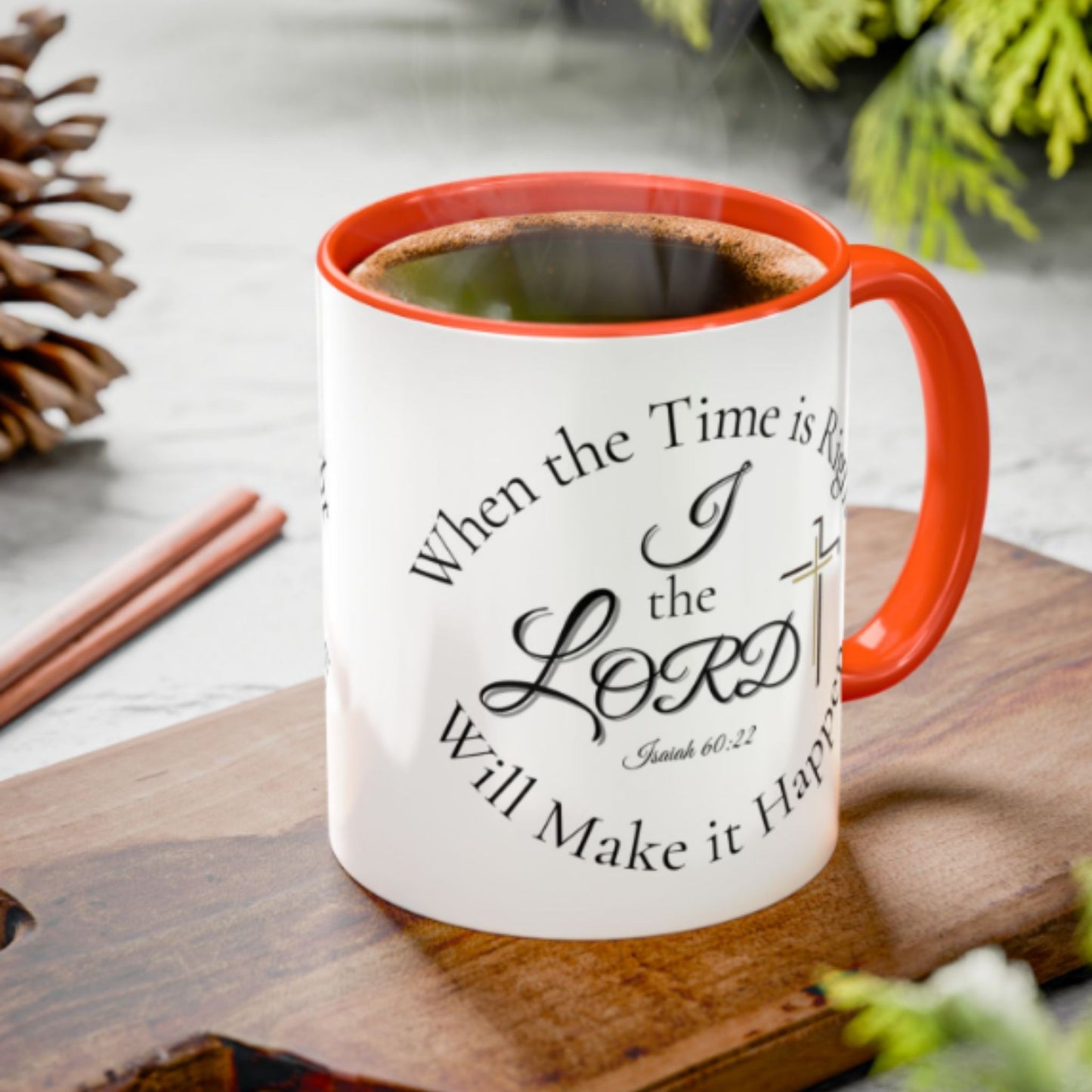 Inspirational Isaiah 60:22 Mug – Two-Tone Christian Coffee Cup
