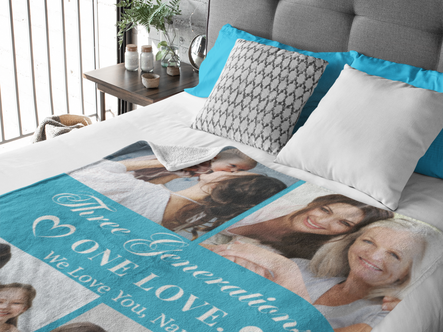 Custom Photo Blanket for Grandma – Three Generations, One Love