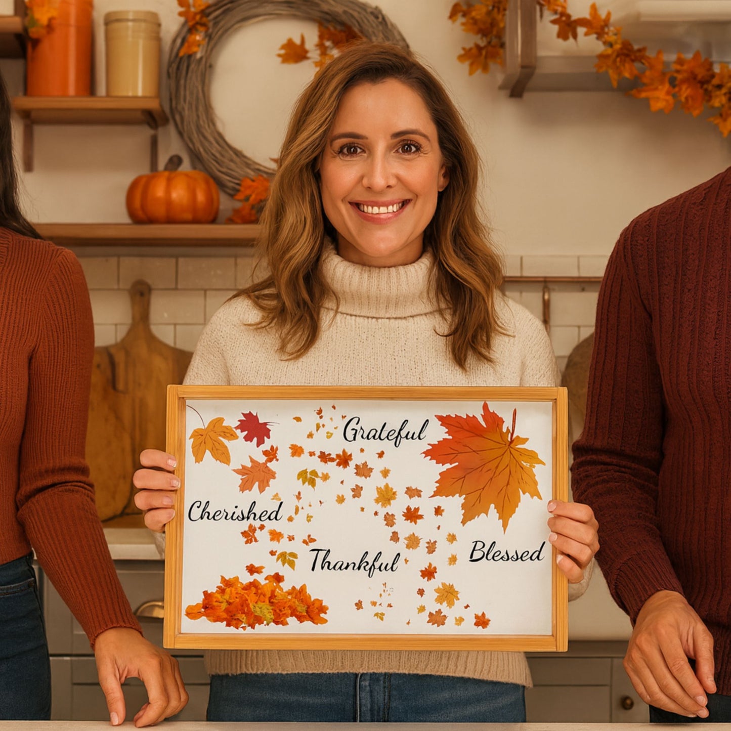 Grateful Thankful Blessed Wooden Serving Tray | Rustic Holiday Tableware