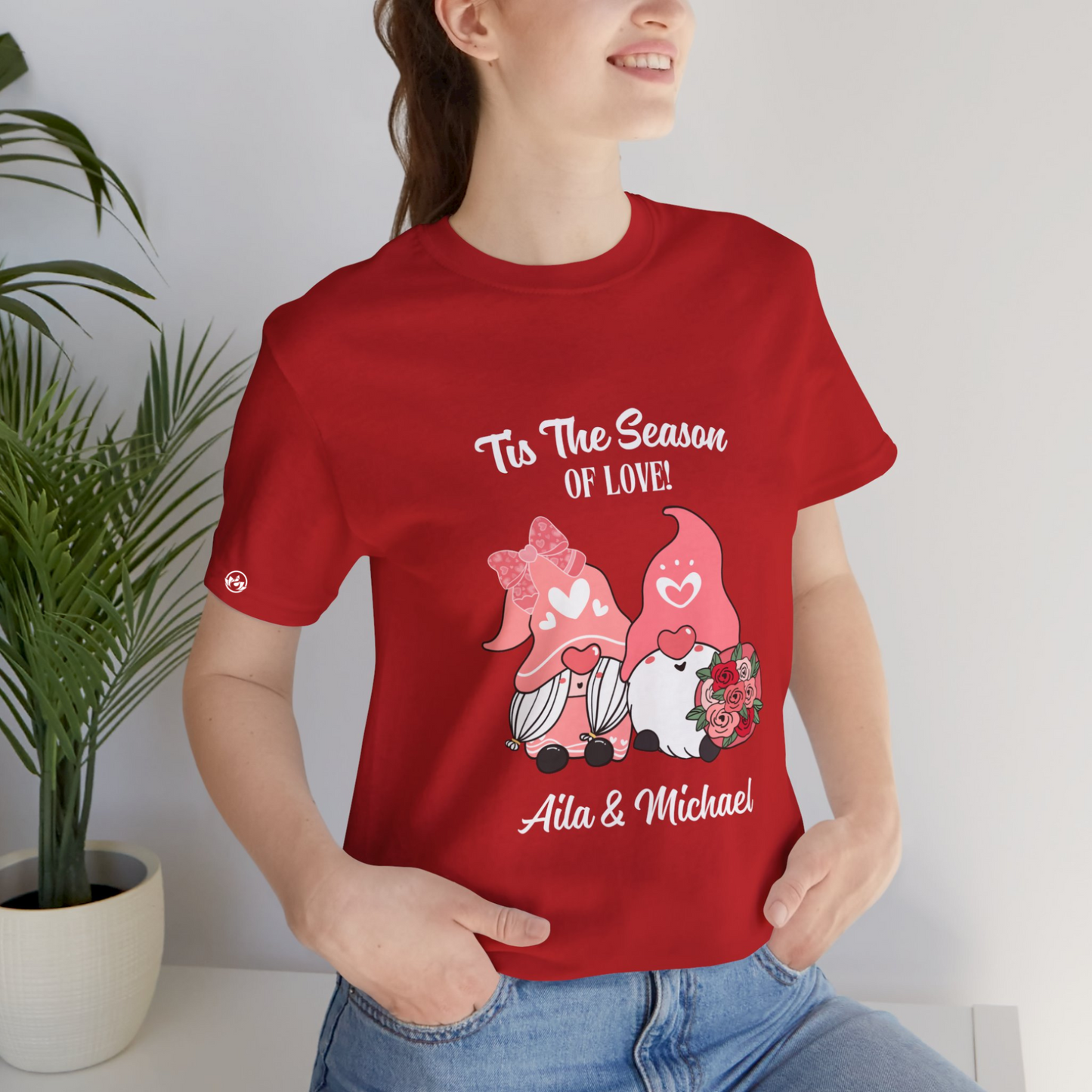 Personalized Gnome Love Tee – Custom Couple's Name Shirt for Love
