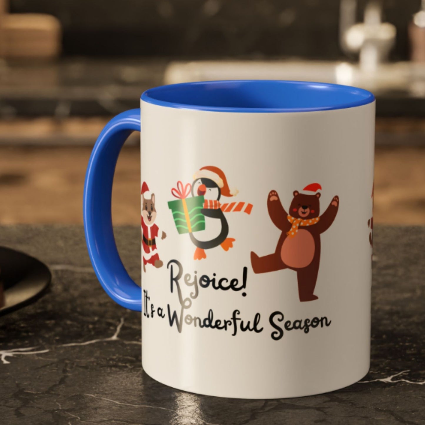 Rejoice Holiday Mug | Festive Christmas Coffee Cup | Joyful Winter Gift
