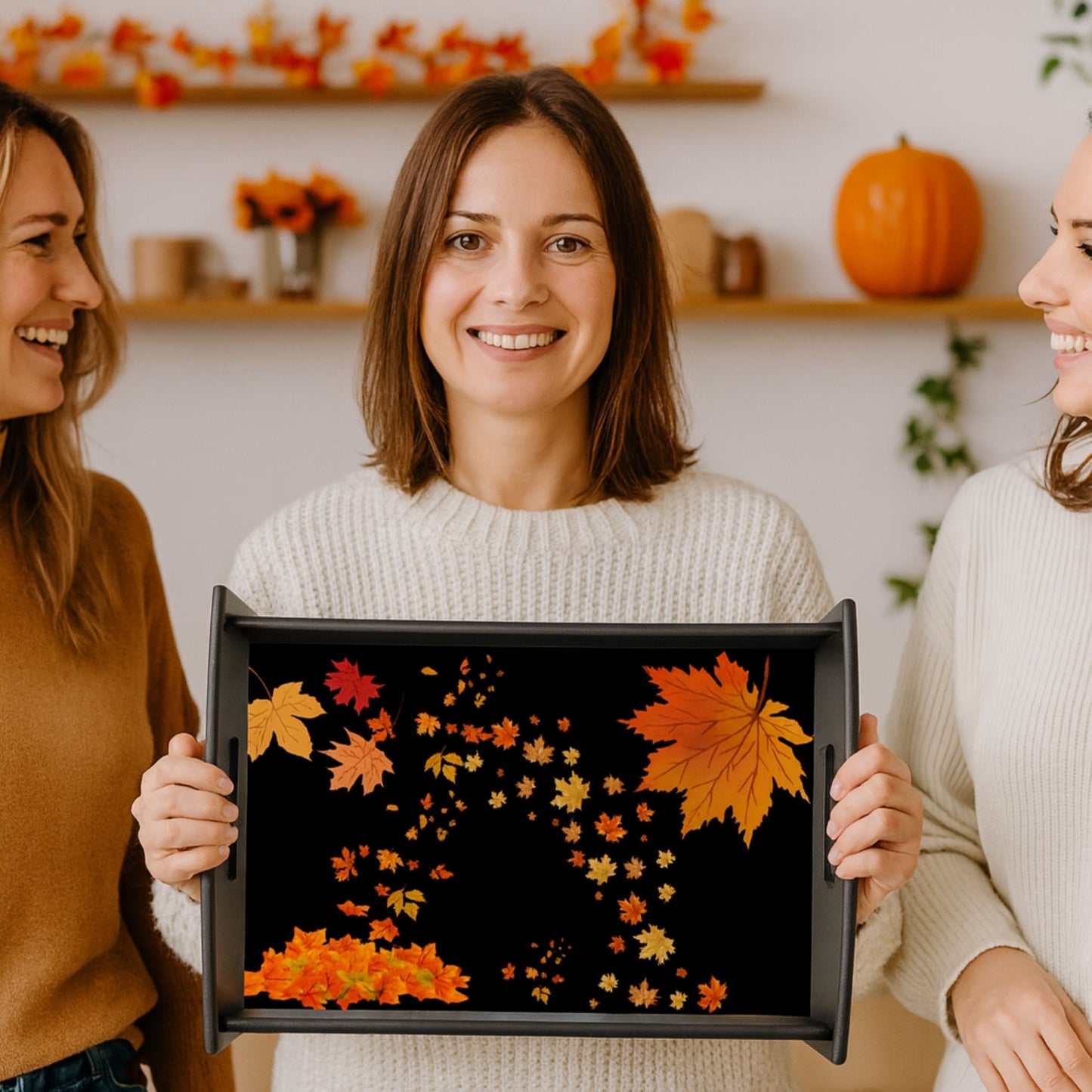 Espresso Black Serving Tray – Autumn Fall Decor, Holiday & Kitchen Gift