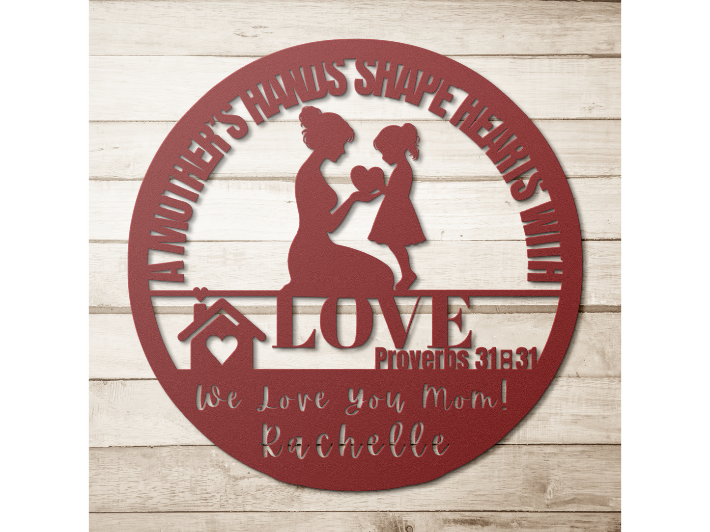 Mother’s Hands Shape Hearts Metal Wall Art - Christian Mom Gift Decor