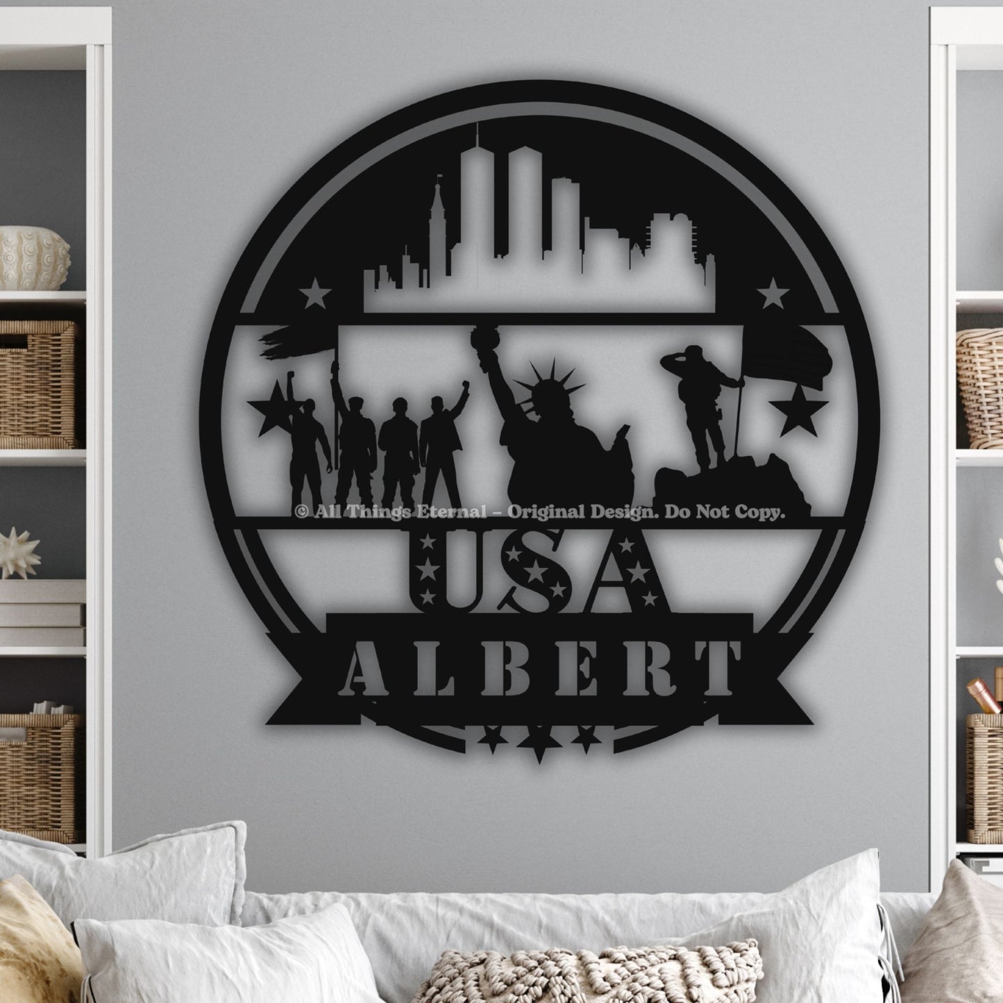 Personalized Patriotic Veterans Metal Wall Sign
