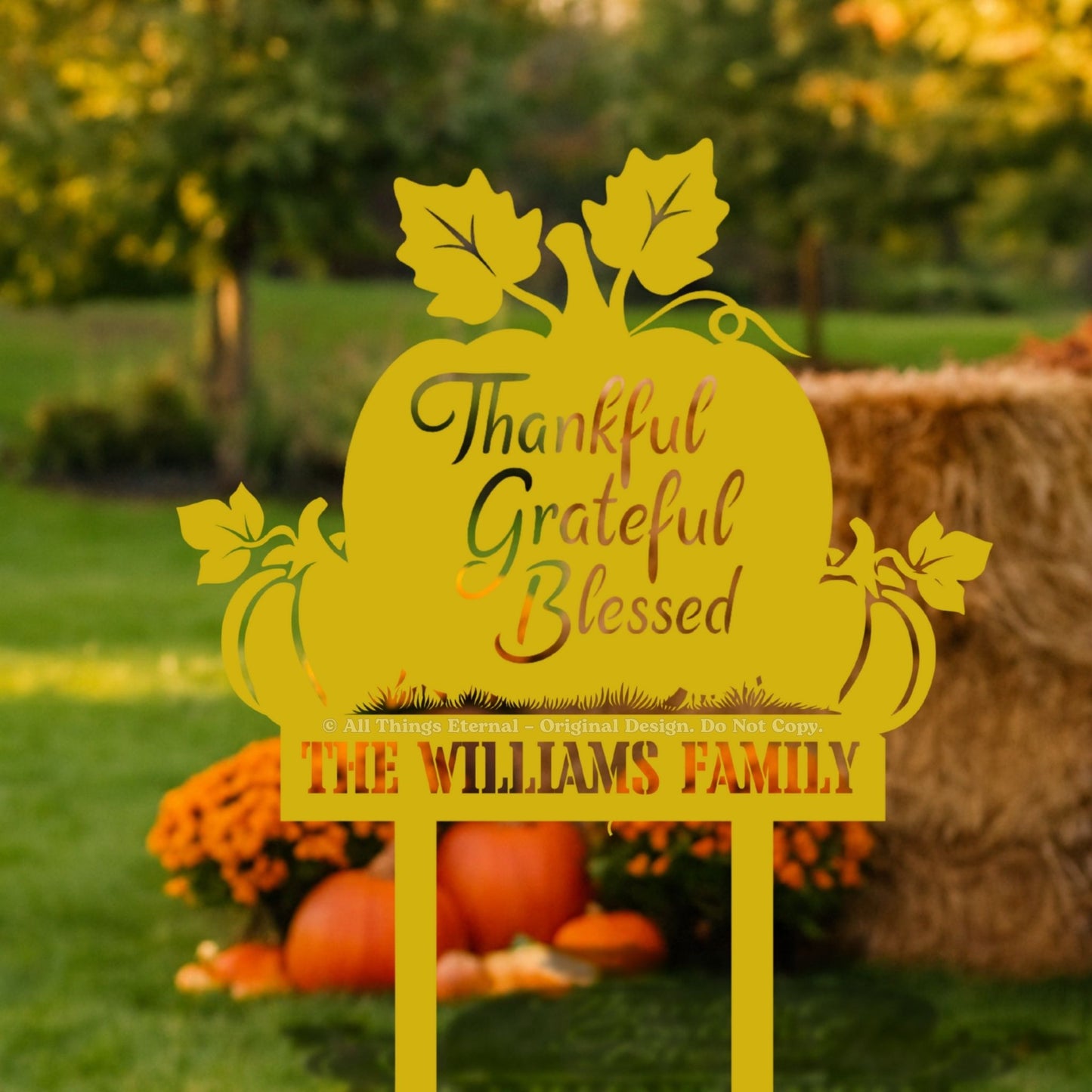 Custom Name Thanksgiving Pumpkin Garden Sign