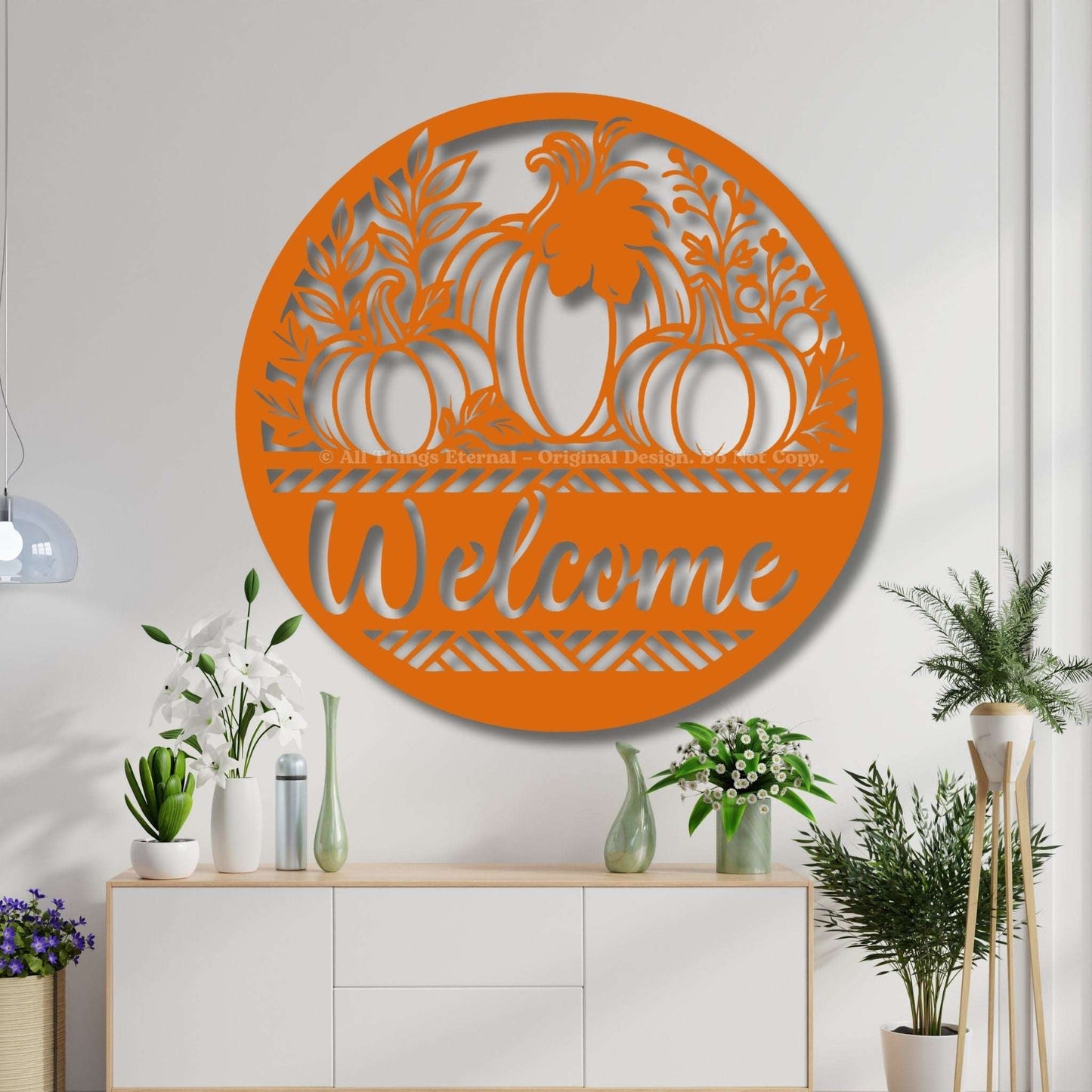 Personalized Pumpkin Welcome Metal Sign