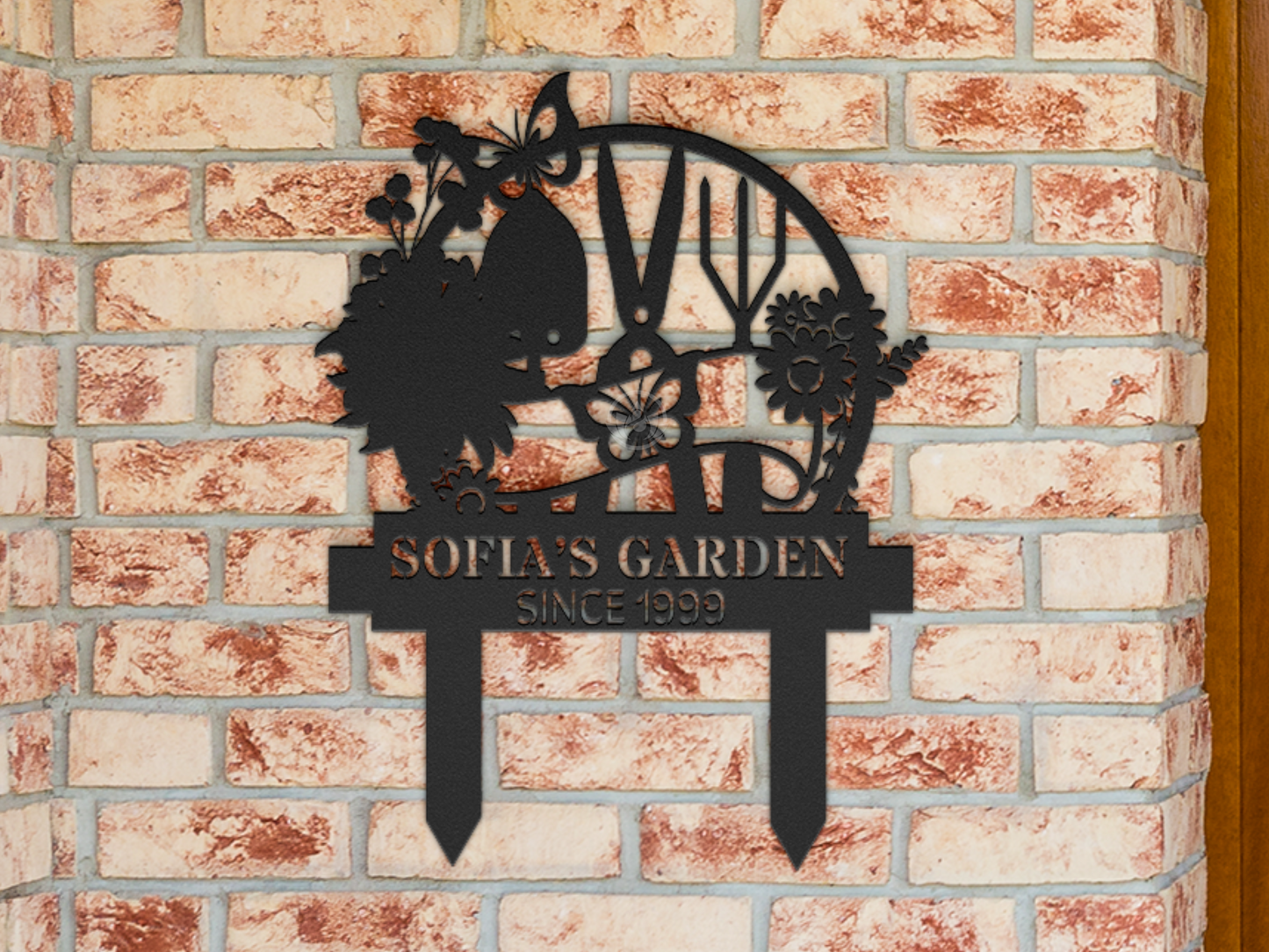 Personalized Flower Garden Name Metal Art - Outdoor Yard Decor