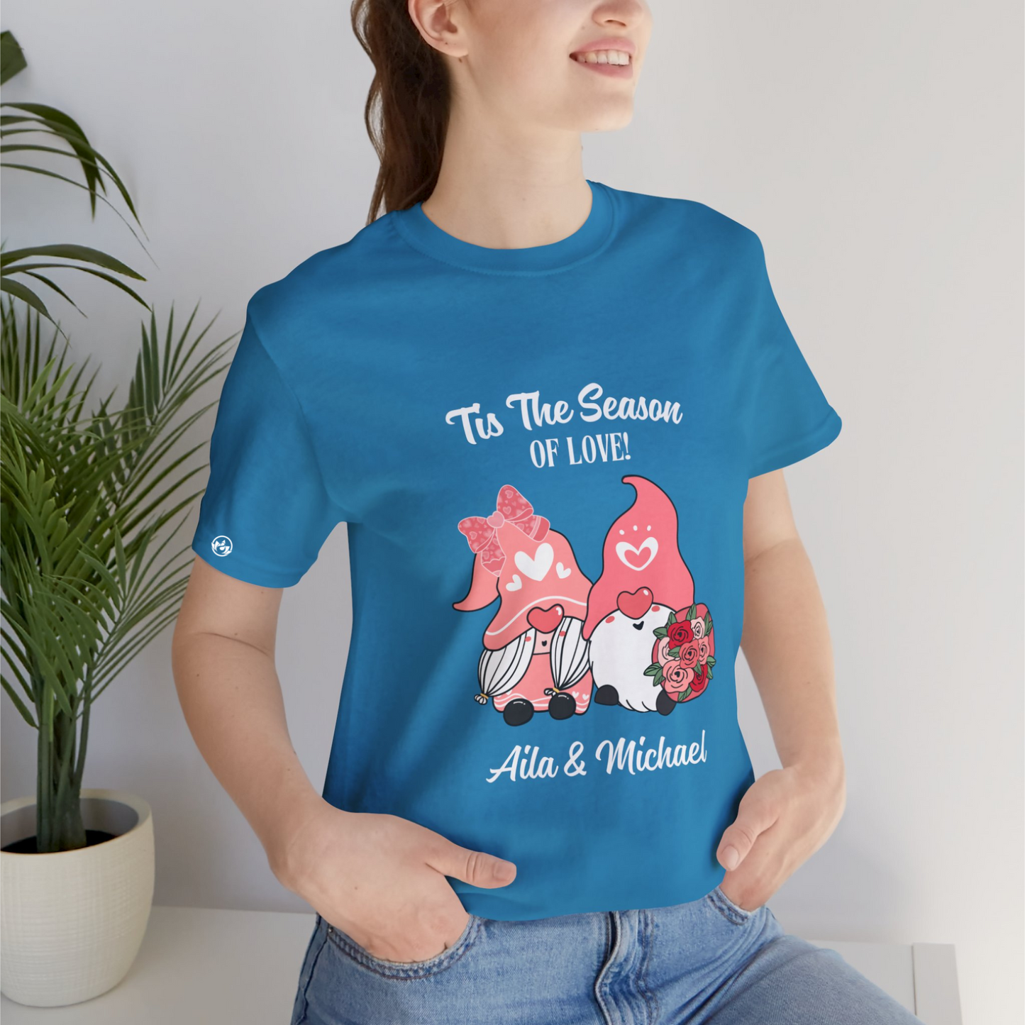 Personalized Gnome Love Tee – Custom Couple's Name Shirt for Love
