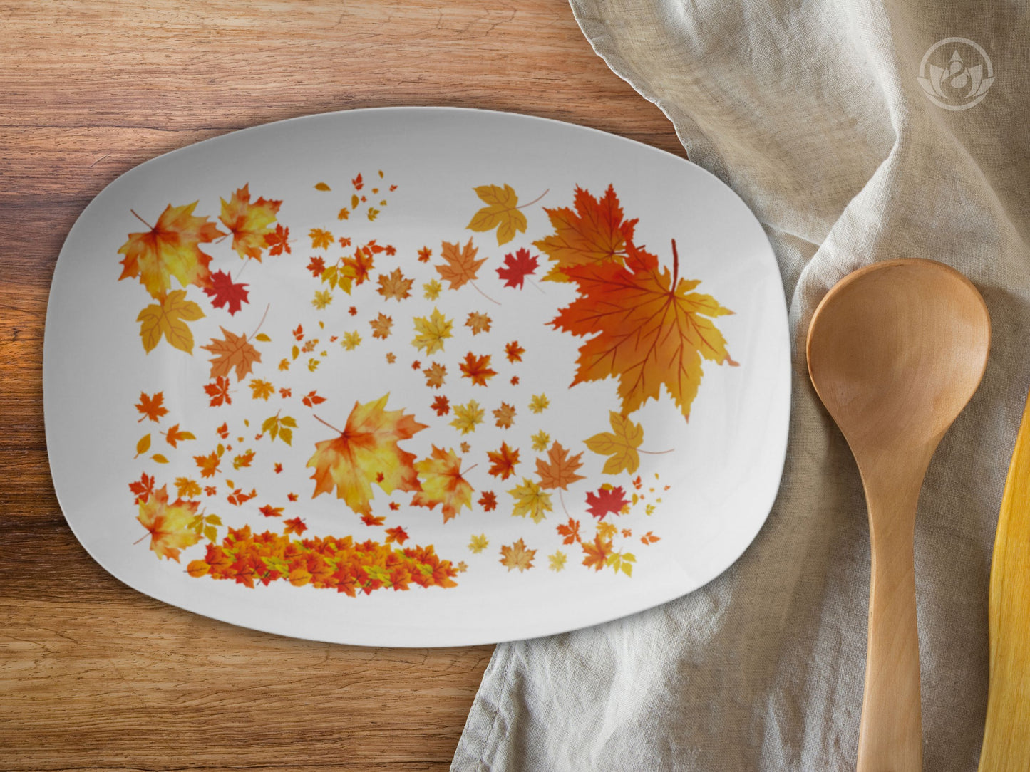 Fall Leaves Serving Platter 10x14 – Autumn Fall Decor Tray