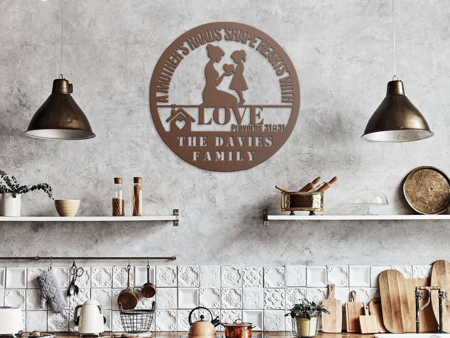 Mother’s Hands Shape Hearts Metal Wall Art - Christian Mom Gift Decor