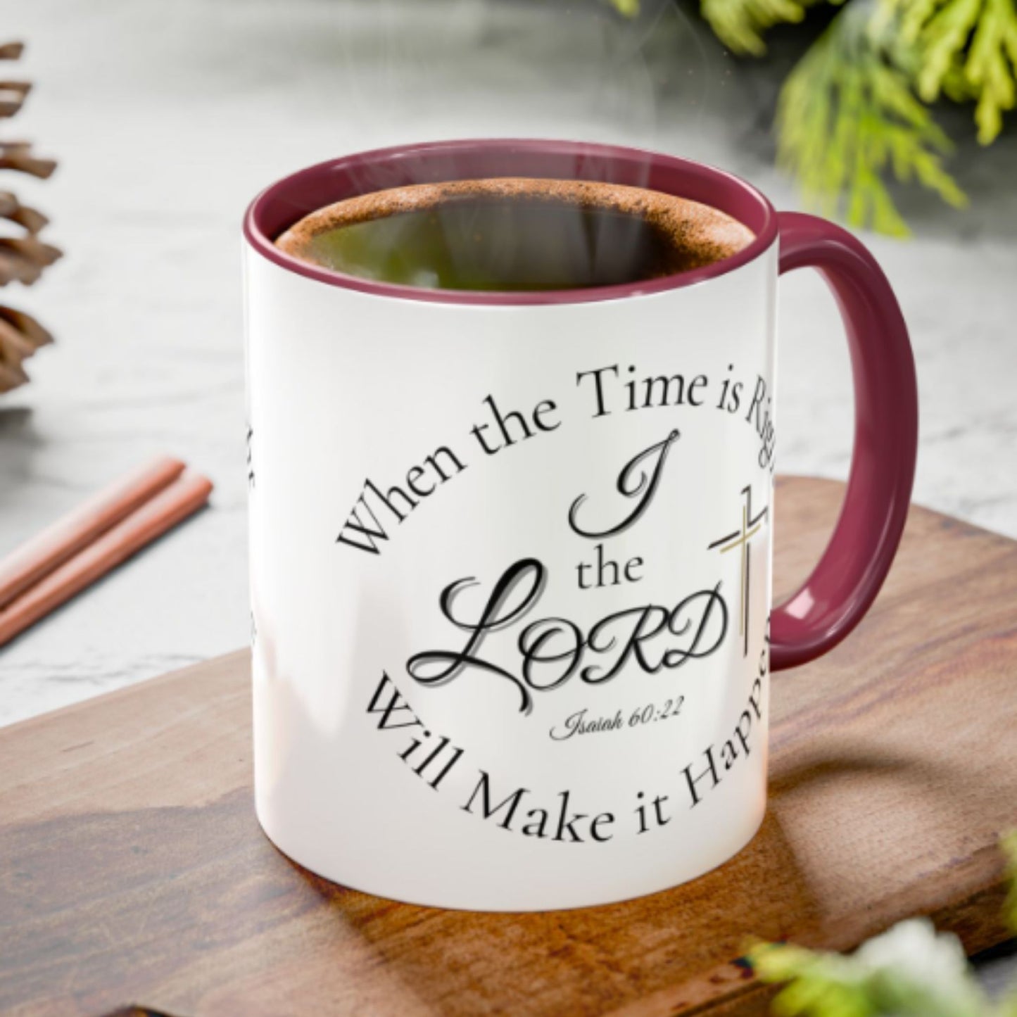 Inspirational Isaiah 60:22 Mug – Two-Tone Christian Coffee Cup