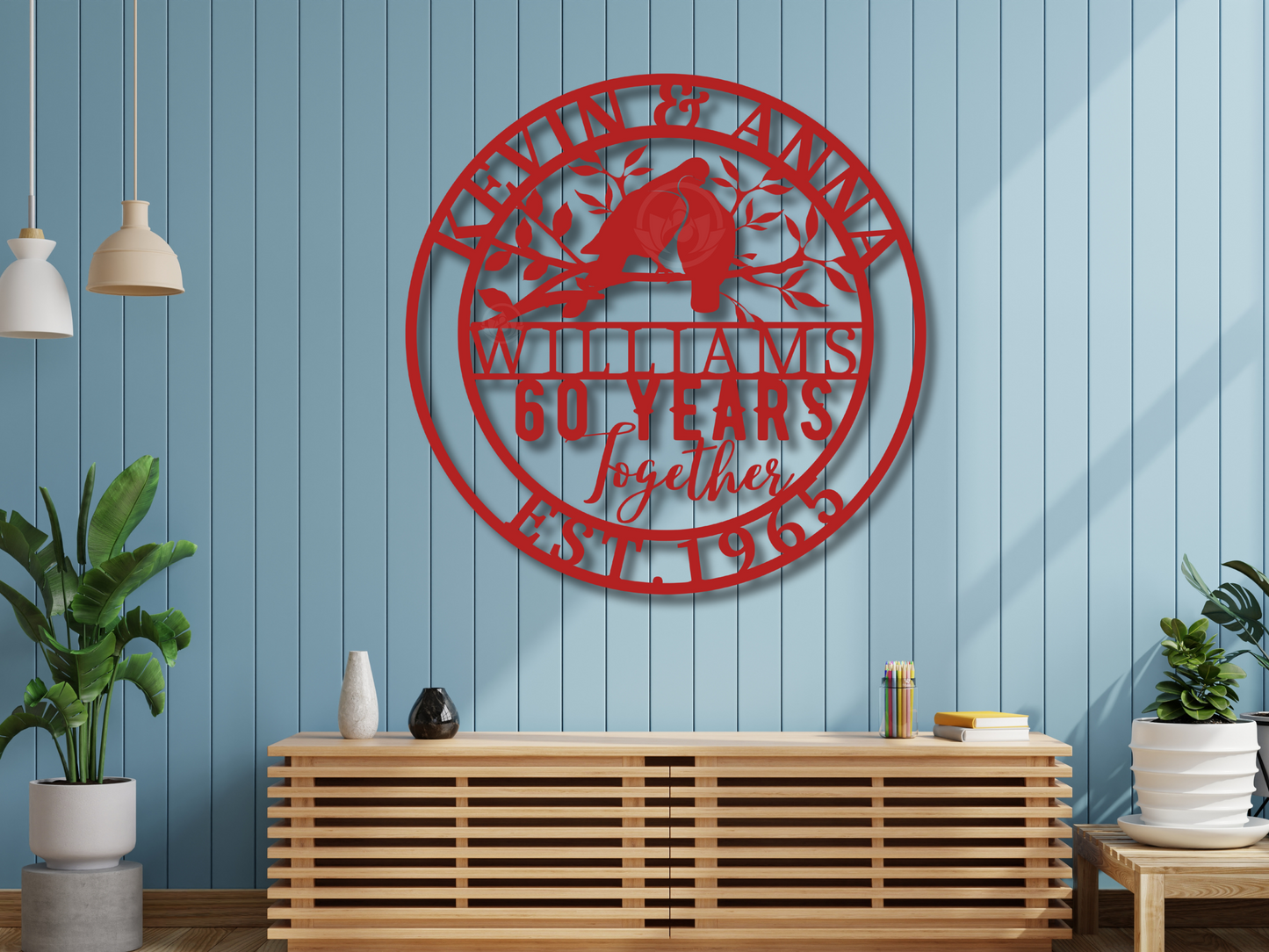 60th Wedding Anniversary Sign โ Diamond Jubilee Wall Art Gift