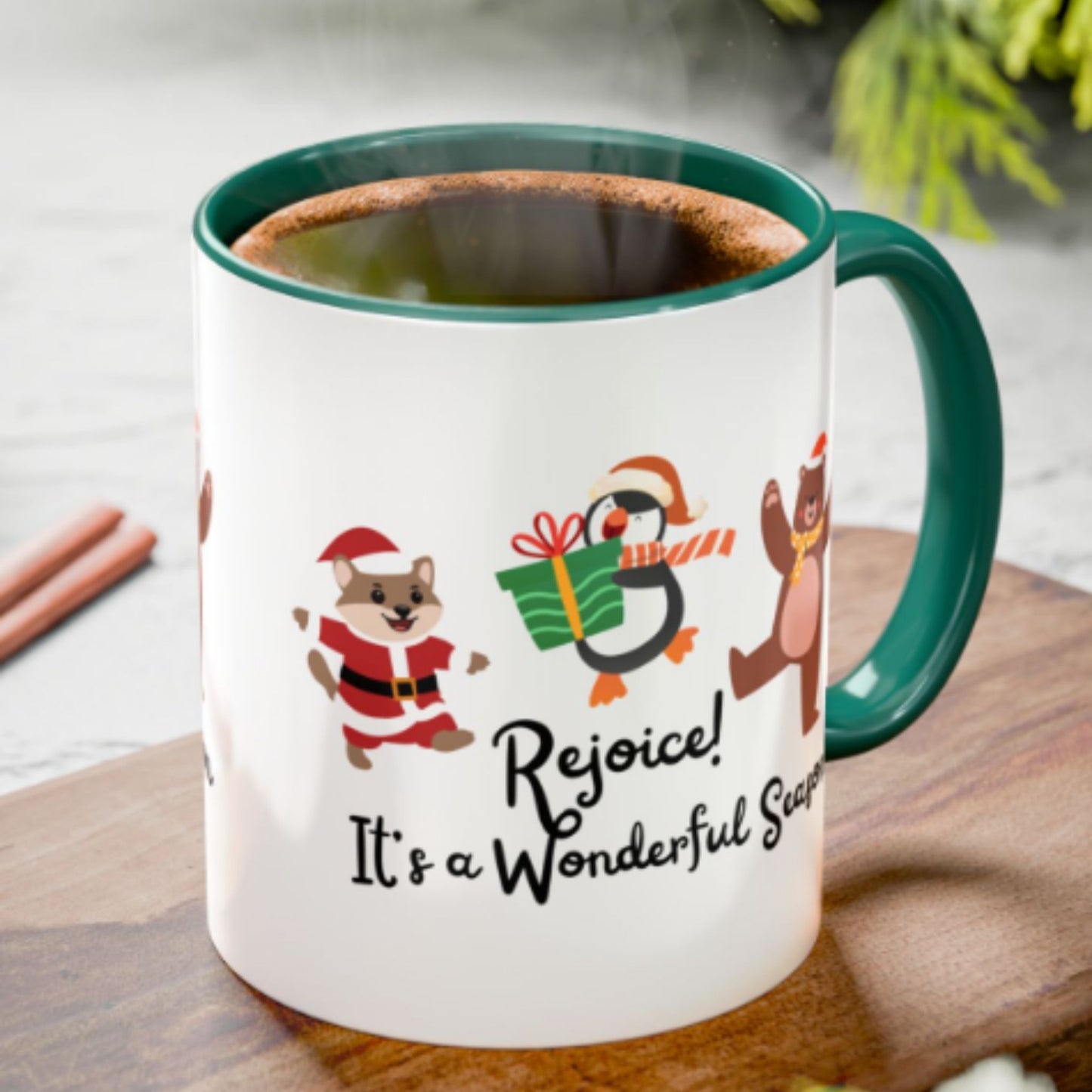 Rejoice Holiday Mug | Festive Christmas Coffee Cup | Joyful Winter Gift