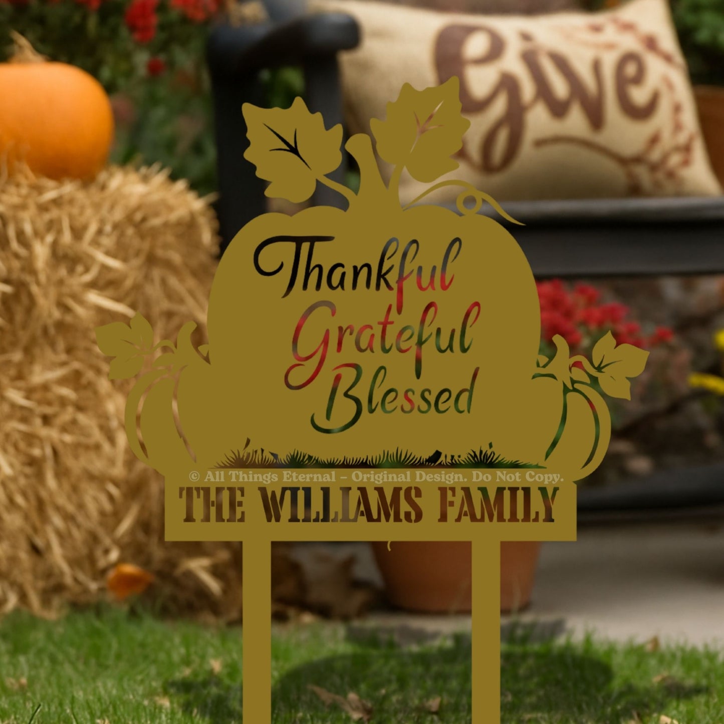 Custom Name Thanksgiving Pumpkin Garden Sign
