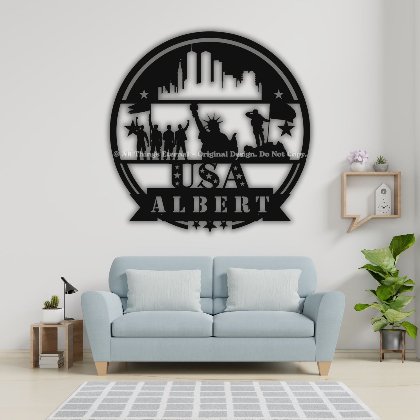 Personalized Patriotic Veterans Metal Wall Sign