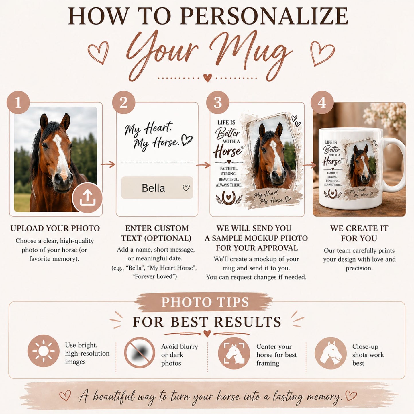 Custom Horse Photo Mug – Personalized Gift for Horse Lovers