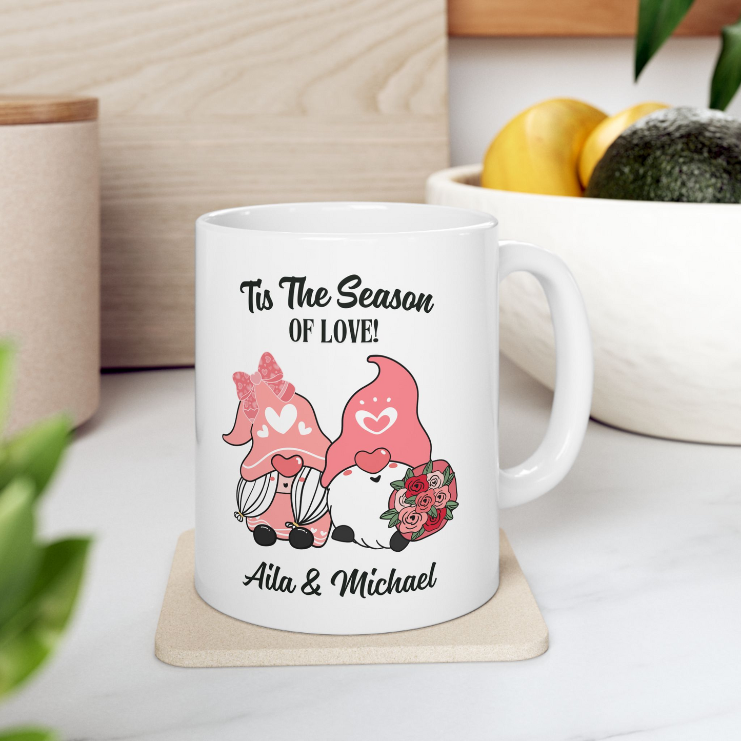 Personalized Gnome Couple Mug 11oz – Cute Custom Coffee Cup Gift