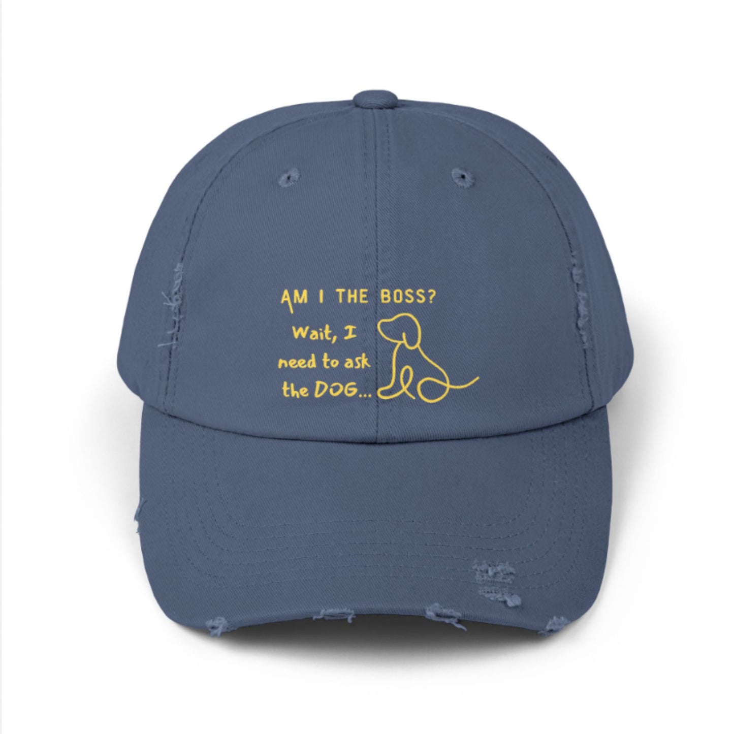 Funny Dog Owner Distressed Baseball Cap - Embroidered Hat For Dog Lovers