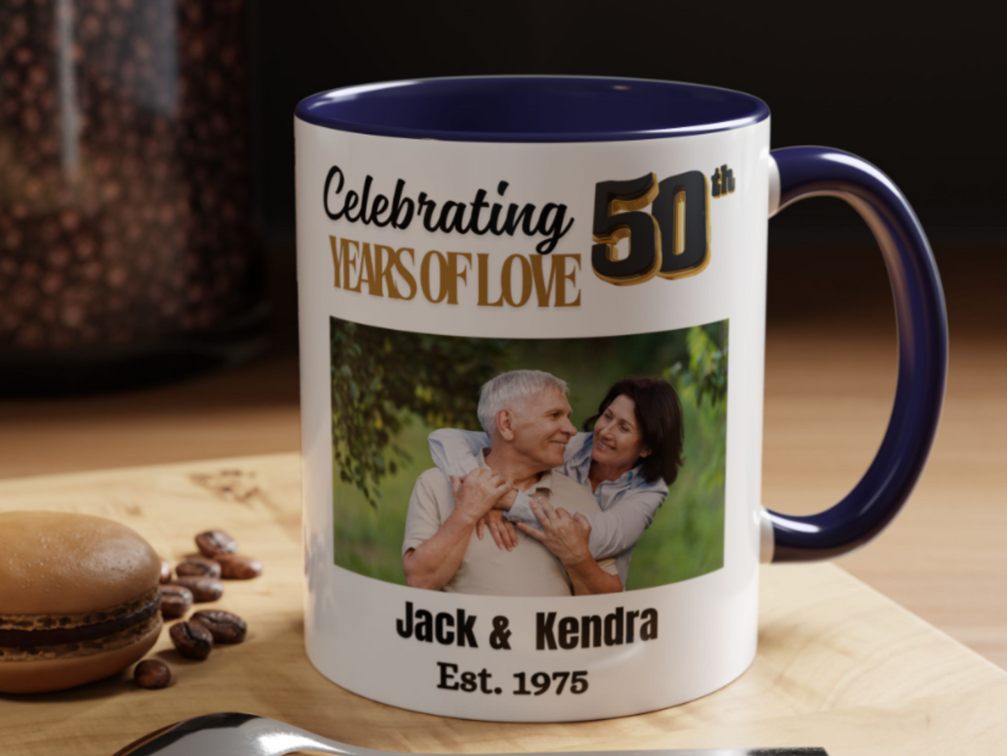 Custom 50th Anniversary Photo Mug- Golden Wedding Gift for Couple