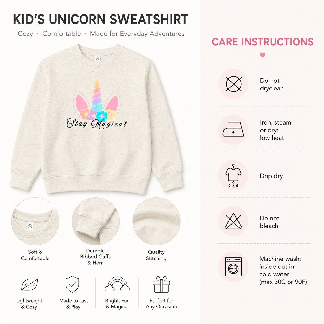 Stay Magical Unicorn Kids Hoodie | Toddler Pullover Sweatshirt
