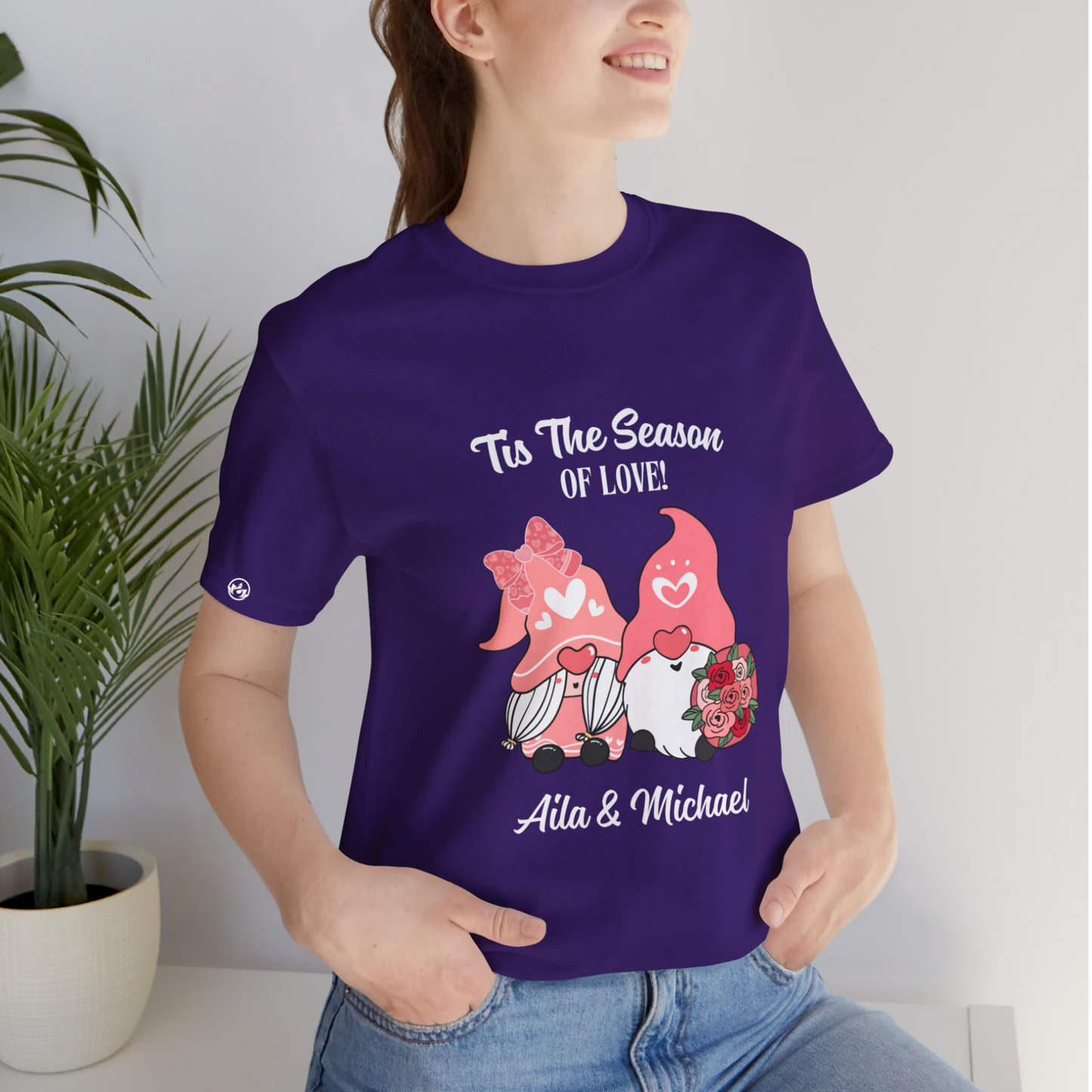 Personalized Gnome Love Tee – Custom Couple's Name Shirt for Love