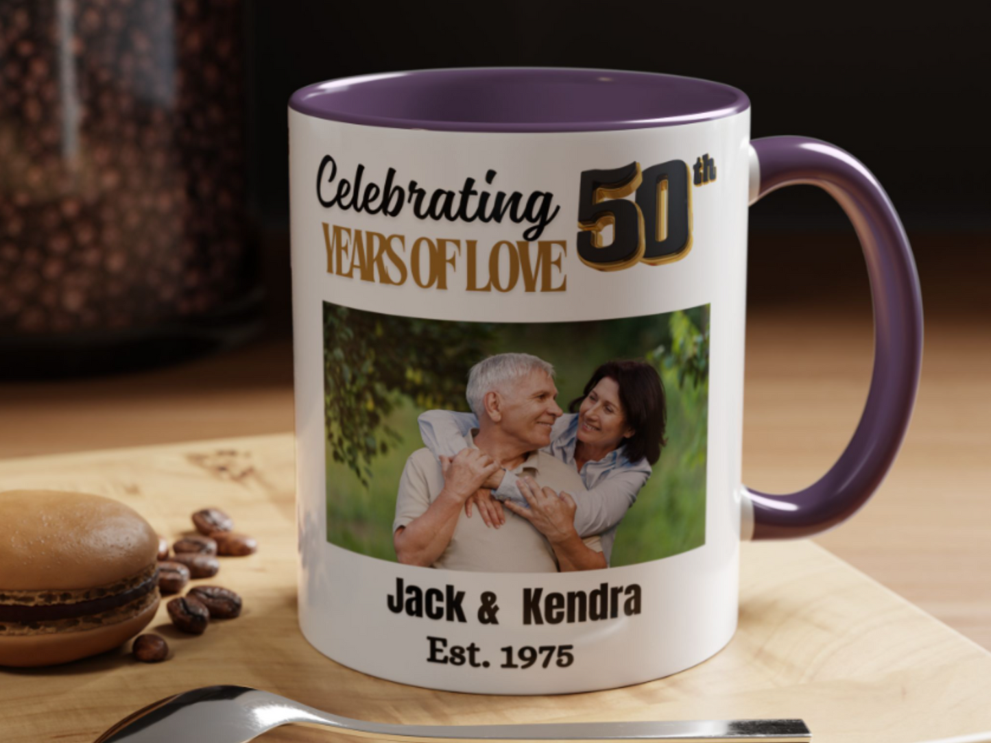 Custom 50th Anniversary Photo Mug- Golden Wedding Gift for Couple